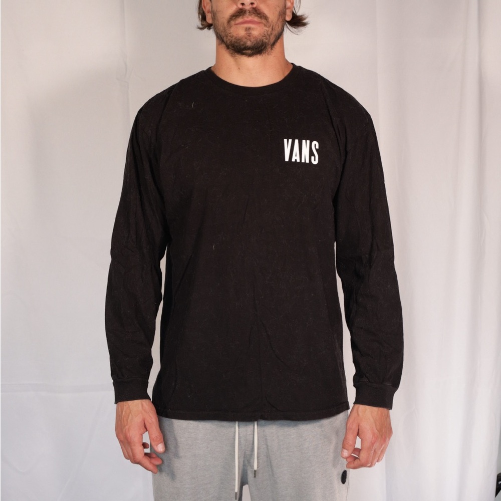 Vans Black Long Sleeve Tee with Ribbed Cuffs